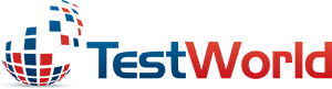 Test World company logo with stylized globe
